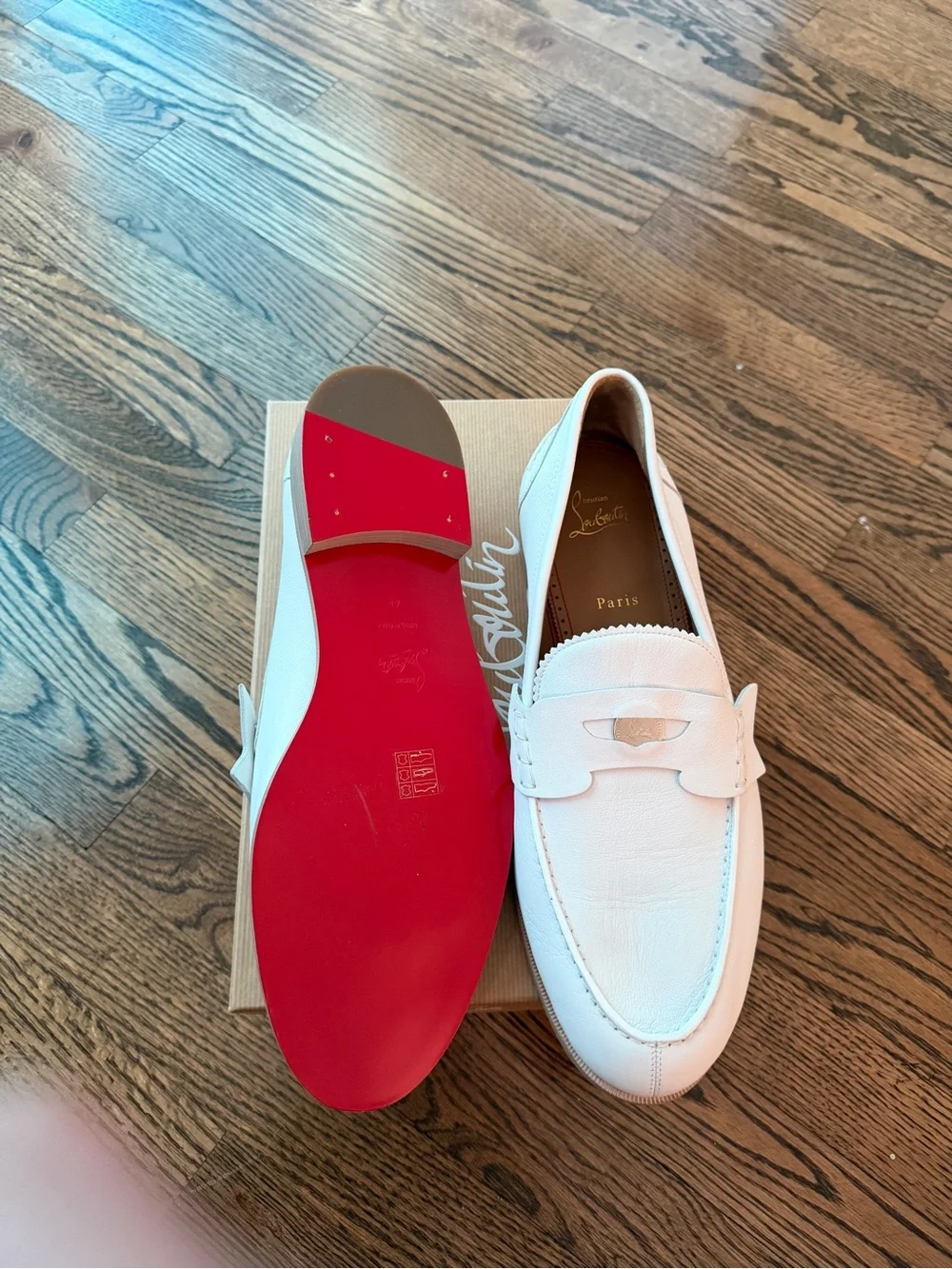 Christian Louboutin Cream Leather Penny Loafers